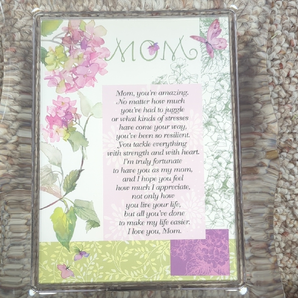 Musical Elegant Floral Mom Picture Frame w Pink and Green Accents. Mother's Day